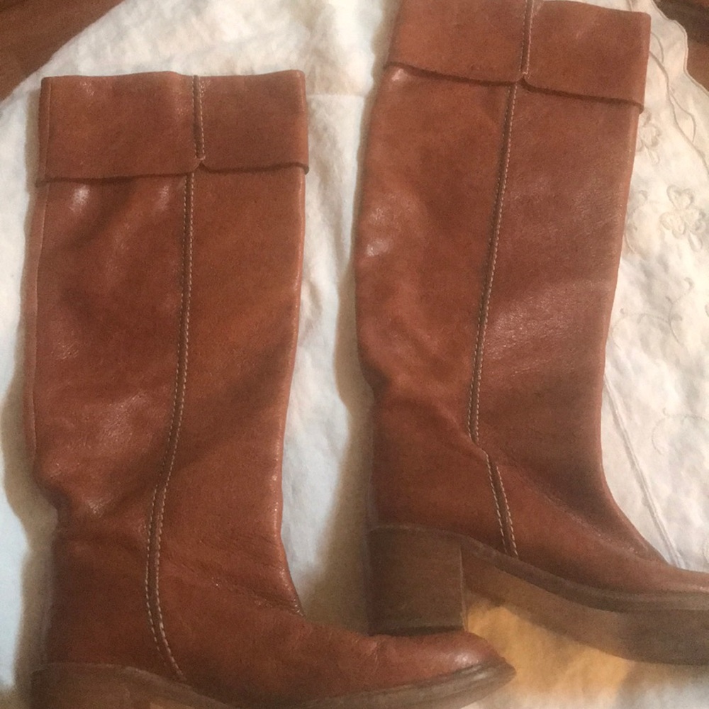 Cloe brown leather high Buitiful boots 2inch heel